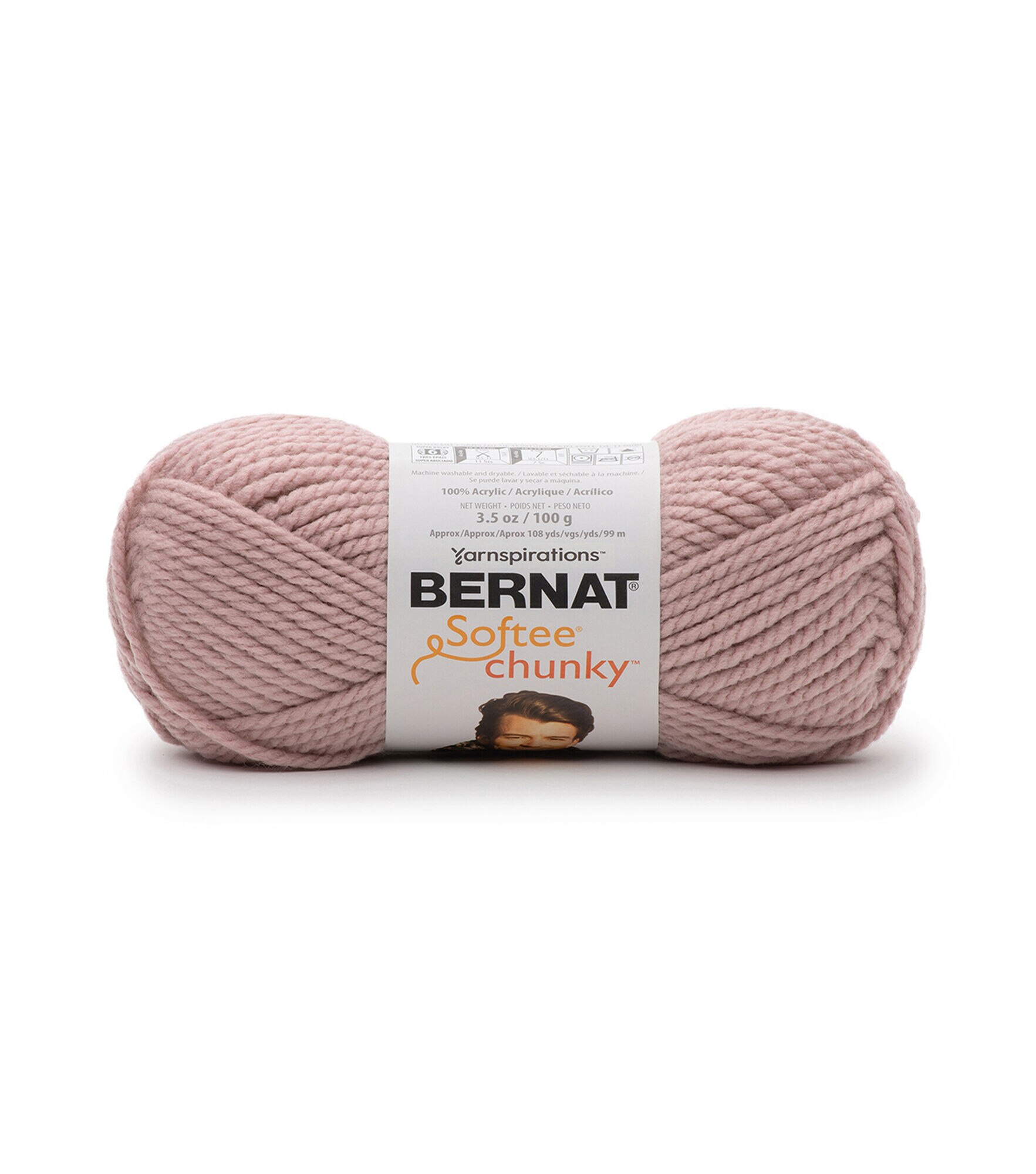 Bernat Softee Chunky 108yds Super Bulky Acrylic Yarn, Gray Rose, hi-res