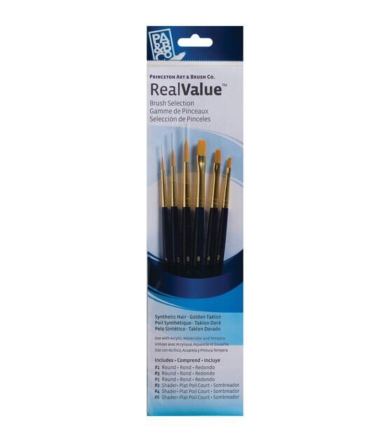 Princeton Artist Brush Co. RealValue Golden Taklon Brush Set of 6