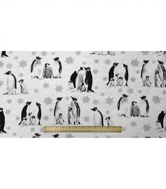 Penguins on White Super Snuggle Flannel Fabric, , hi-res, image 4