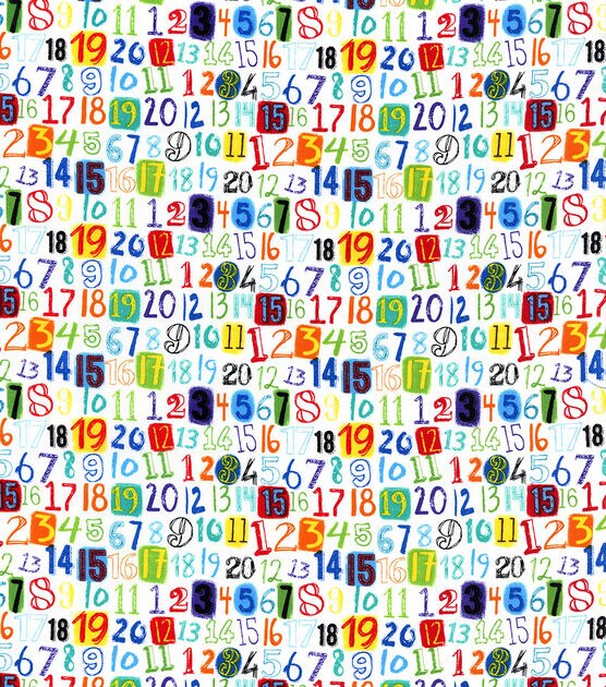 Blue Bright Numbers Novelty Cotton Fabric