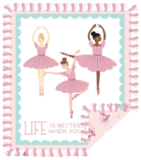Ballerina Dance Anti-Pill No Sew Throw Fleece Fabric Kit (50x60)