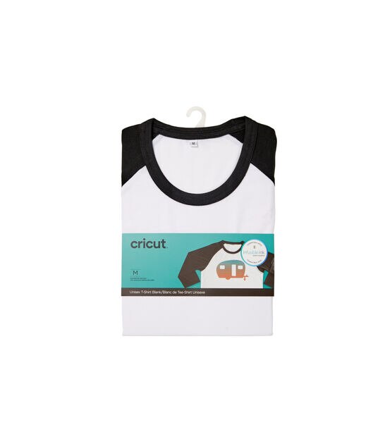 Cricut Black & White Unisex Adult Raglan Baseball T Shirt Blank