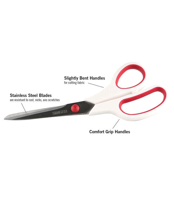 Singer Multipurpose Scissor Set, 8.5 inch Sewing Fabric Scissors, 6.5 inch Craft Scissors, and 4 inch Mini Detail Thread Scissors with Comfort Hand