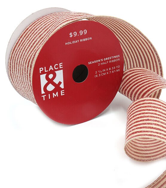 Christmas Velvet Domestic Outdoor Ribbon, 2-1/2-Inch, 25-Yard - Medium Red