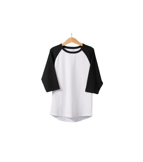 Cricut Black & White Unisex Youth Raglan Baseball T Shirt Blank, , hi-res, image 9