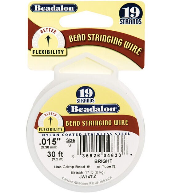 Beadalon 19 Strand .38mm StringingWire 30ft BRIGHT