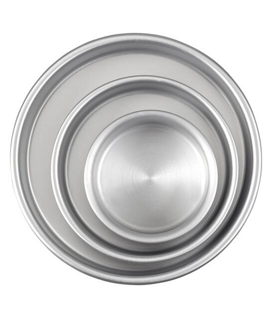 Aluminum Round Cake Pans, 3 Piece Set with 8", 6" and 4" Cake Pans, , hi-res, image 2