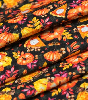 Skulls And Fall Floral Pink Halloween Cotton Fabric