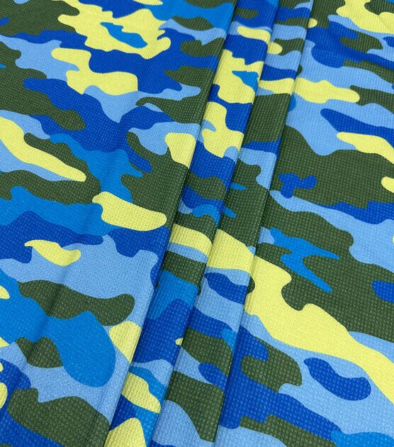 Blue Camo Waffle Knit Fabric by POP!, , hi-res, image 2