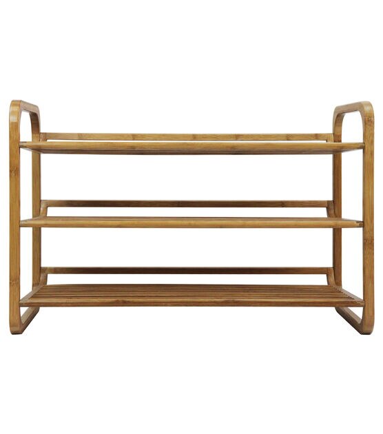 Oceanstar 29.5" x 20" Brown 3 Tier Bamboo Shoe Rack, , hi-res, image 2