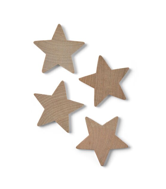25 Natural Unfinished Wood Wooden Stars 1-1/2 Wood Stars Crafts NEW
