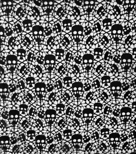 Skull Embriodered Lace Fabric by The Witching Hour