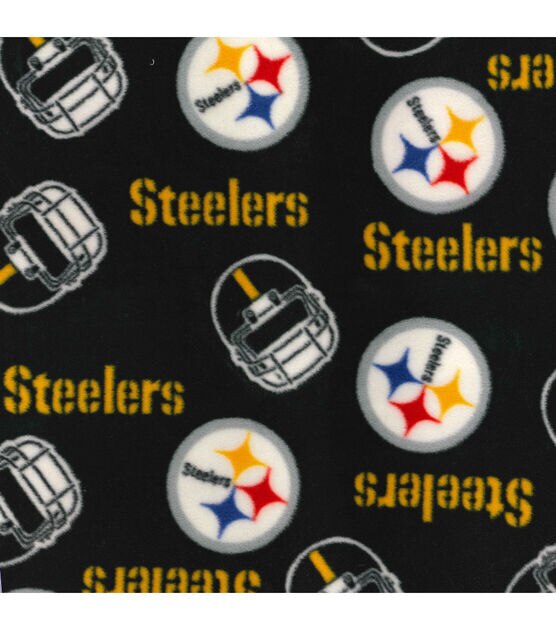 Fleece Pittsburgh Steelers on Black NFL Pro Football Sports Team Fleece  Fabric Print by the yard (s6320df)