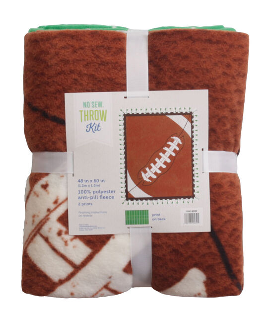 48" Wide Football No Sew Fleece Blanket, , hi-res, image 2