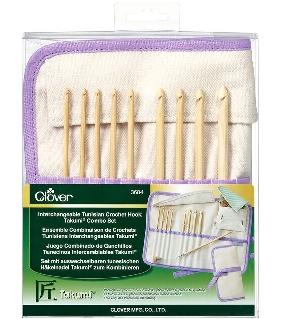 Clover Bamboo Interchangeable Tunisian Crochet Hook Set Takumi