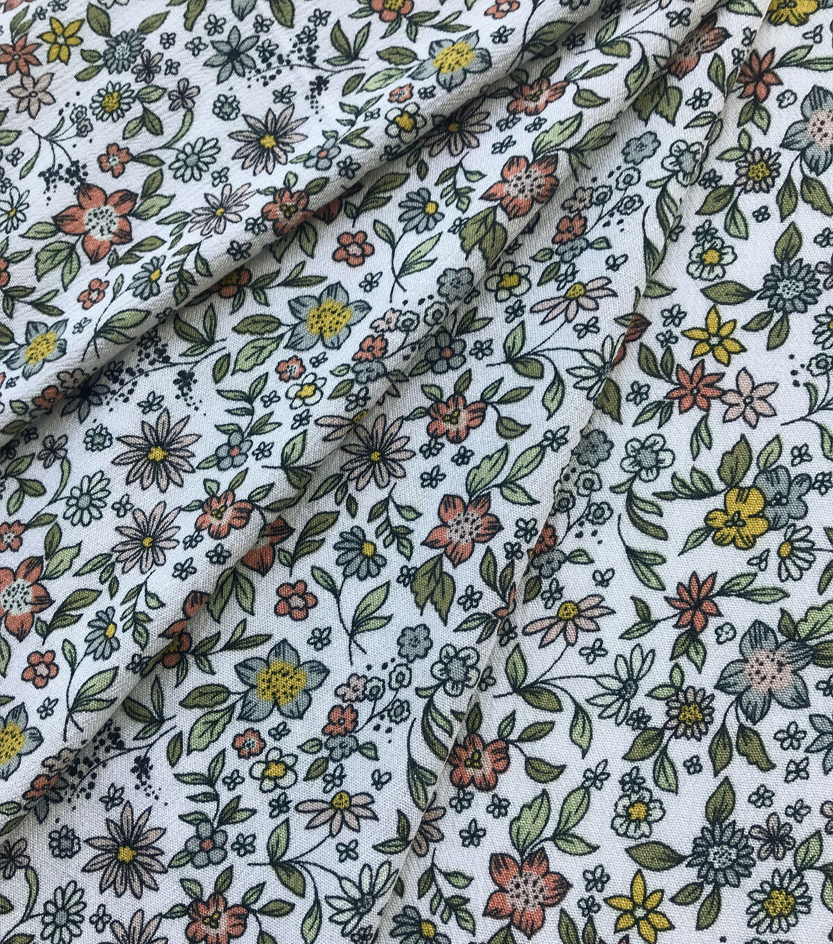 Multi Folk Floral Crinkle Rayon Fabric | JOANN