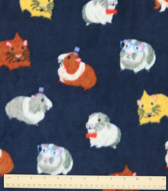 Gerbil on Blue Anti Pill Fleece Fabric, , hi-res, image 3