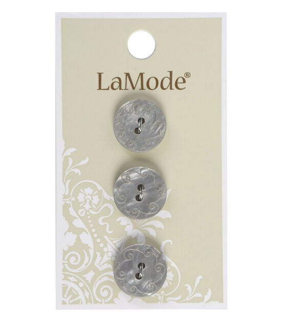 La Mode 5/8" Gray Laser Cut 2 Hole Buttons 3pk
