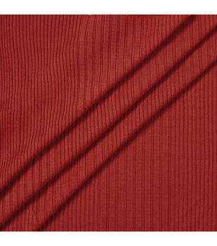 SALE Retro Printed Stretch Ribbed Knit Fabric 5518 Red, by the yard