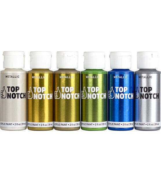 Top Notch 2oz Gold Metallic Acrylic Craft Paint - Silver - Craft Paint - Art Supplies & Painting