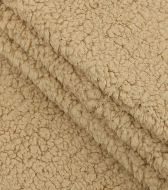 Solid Ivory Faux Fur Sherpa Fleece Fabric