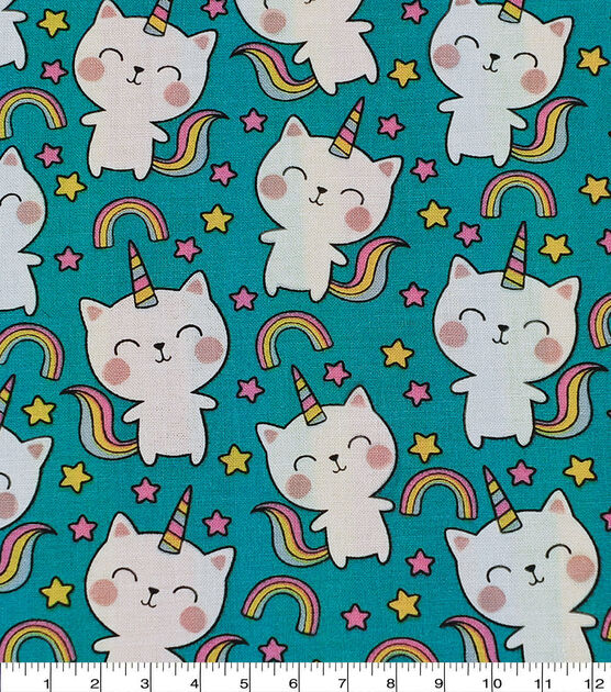 Novelty Cotton Fabric Cat Unicorn