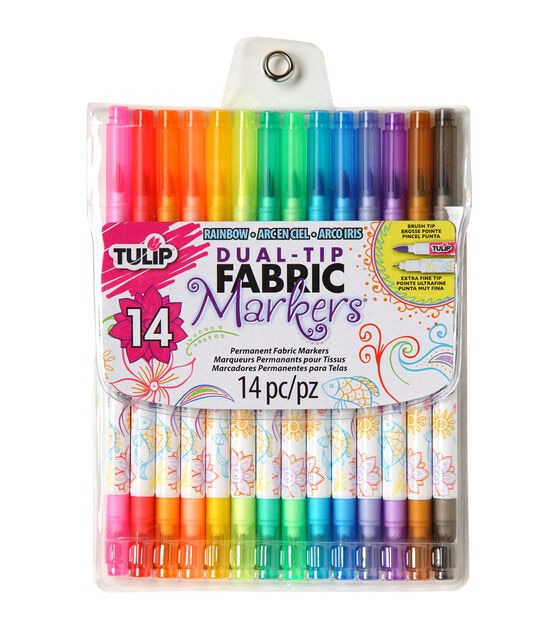 Fabric Markers for Clothes Permanent Dual Fabric Paint Kit No Bleed,6  Pack,white