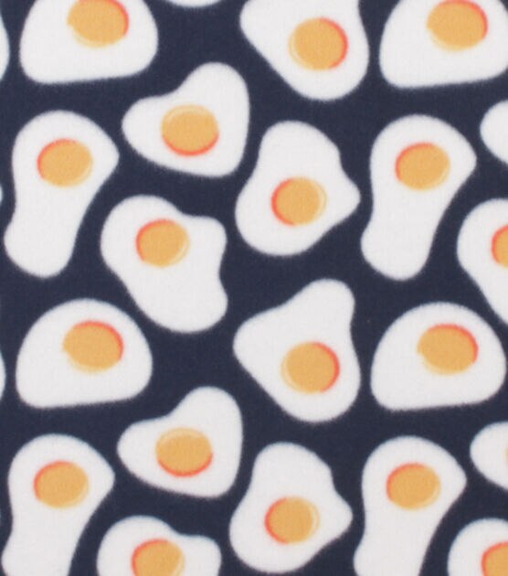 Eggs on Black Bizzard Fleece Fabric