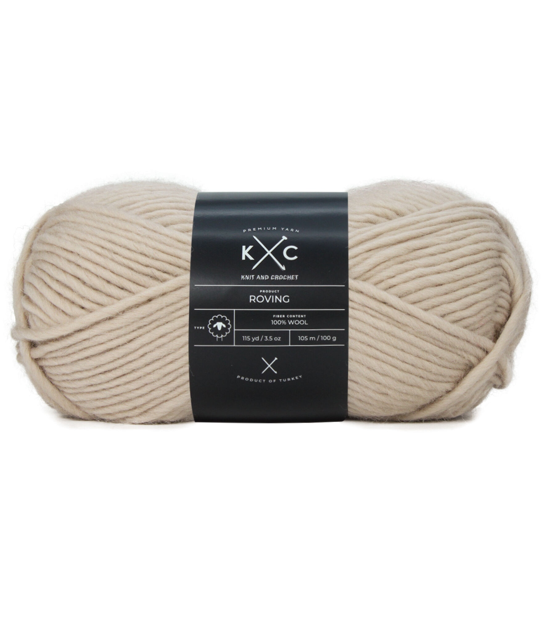 115yd Craft Roving Bulky Wool Yarn by K+C, Aran, hi-res