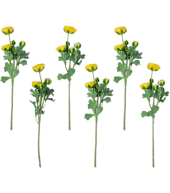 Northlight 21" Yellow Ranunculus Stems 6ct