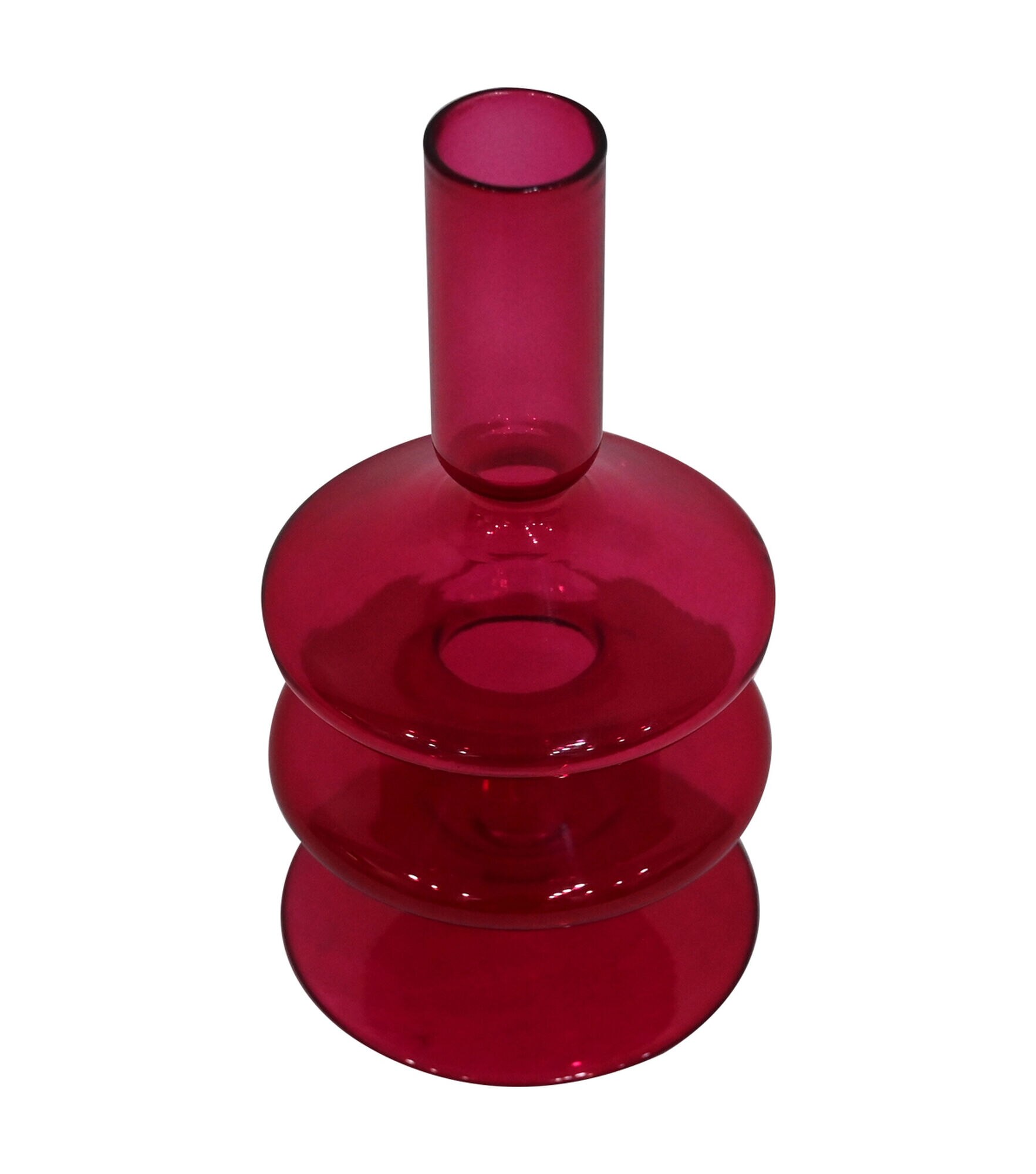 6" Spring Glass Abstract Taper Candle Holder by Place & Time, Red, hi-res