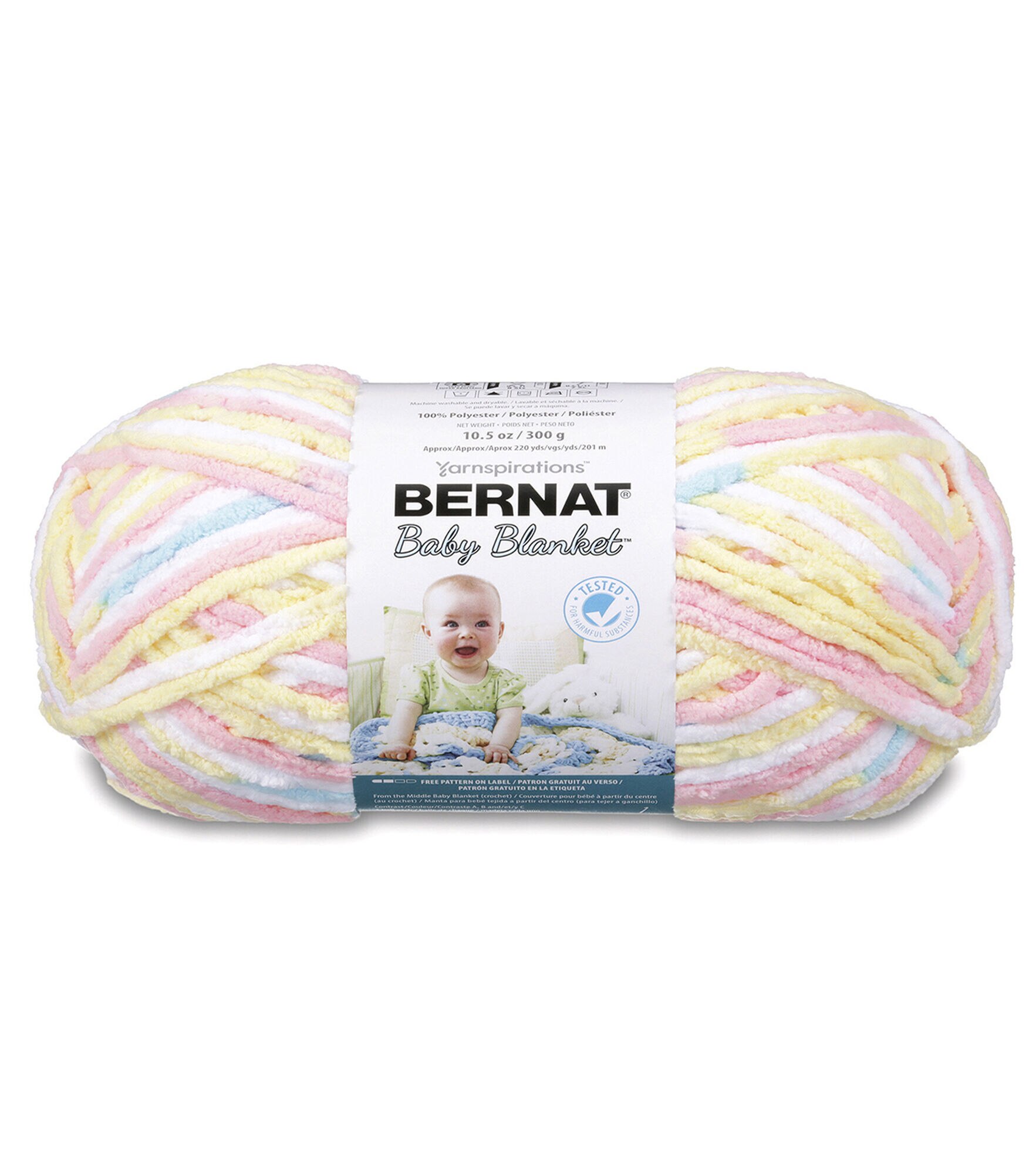 Bernat Baby Blanket 220yds Super Bulky Polyester Variegated Yarn, Pitter Patter, hi-res