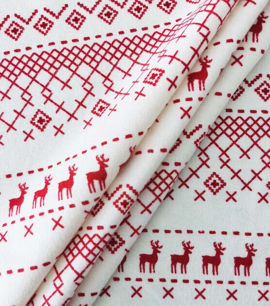Red & White Gradient Fair Isle Christmas Luxe Flannel Fabric, , hi-res, image 3