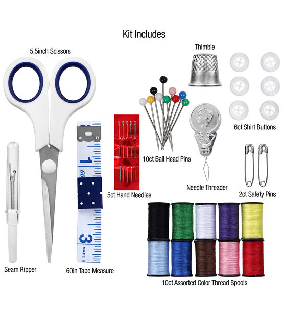 Sewing Kit With Needle Thread Button Scissors And Tape Measure