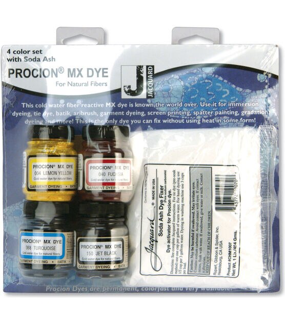  Procion MX Dye Color Set - Includes 13 2/3 Ounce Jars - 2-1lb  Soda Ash Dye Fixer - Instruction Sheet - Color Chart : Arts, Crafts & Sewing