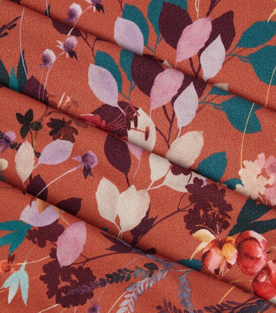 Orange Stretch Flower Viscose Fabric, , hi-res, image 3