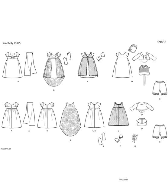 Simplicity S9438 Size 18" Doll Clothes Sewing Pattern, , hi-res, image 5