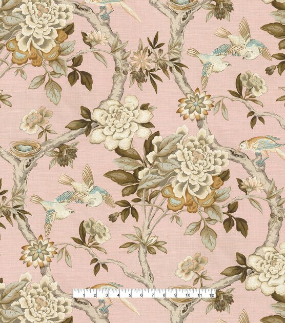 Canvas fabric - Hania - Unbleached - Pink - Ochre x10cm - Perles & Co