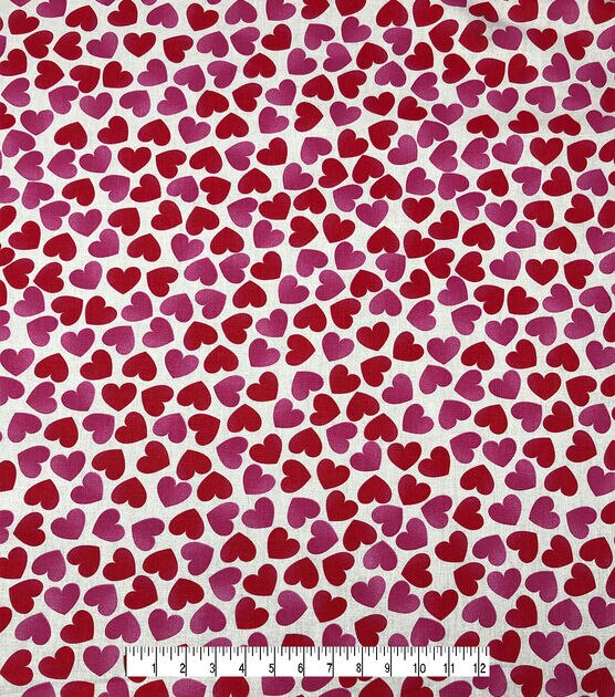 Simple Hearts Pink On White Valentine's Day Cotton Fabric | JOANN