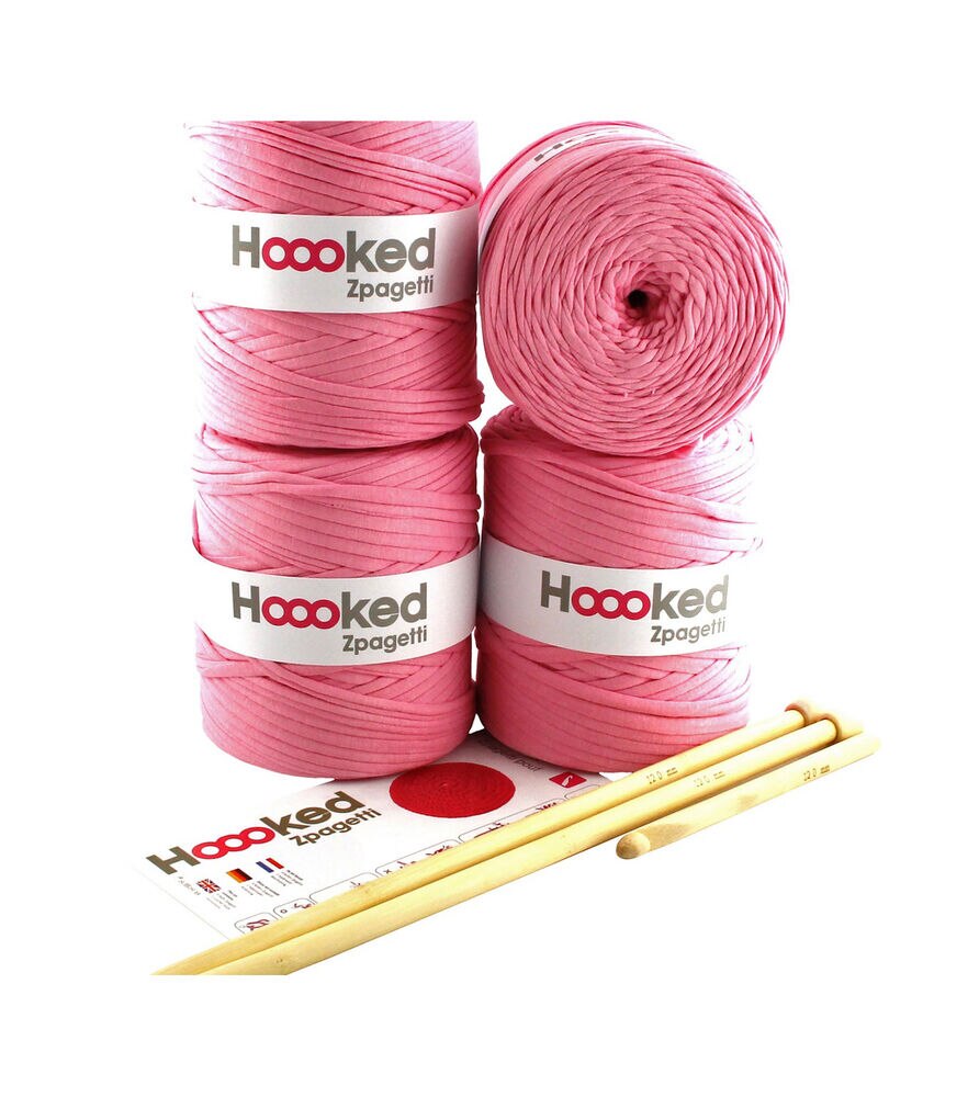 Hoooked Zpagetti Pouf Crochet & Knitting Kit, Cherry Blossom, swatch, image 1