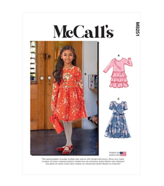 McCall's M8251 Size 7 to 14 Children's & Girls' Dress Sewing Pattern