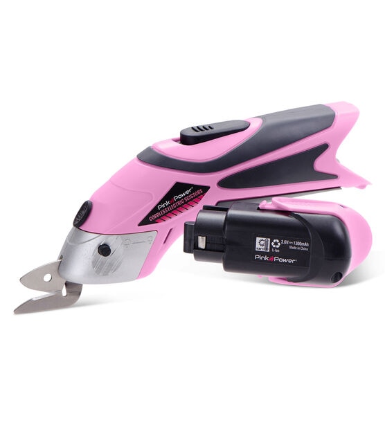 GREAT WORKING TOOLS Electric Scissors Electric Box Cutter Cordless Scissors  - Pink, 2 Blades