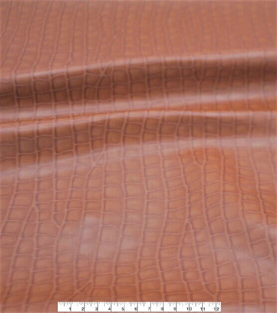 Crocodile Faux Leather Vinyl - Orange - Fabric 3D Scales Vinyl Crocodi