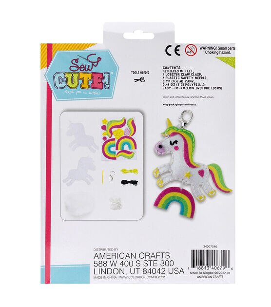 American Crafts 24pc Sew Cute Rainbow Charm Backpack Clip Kit