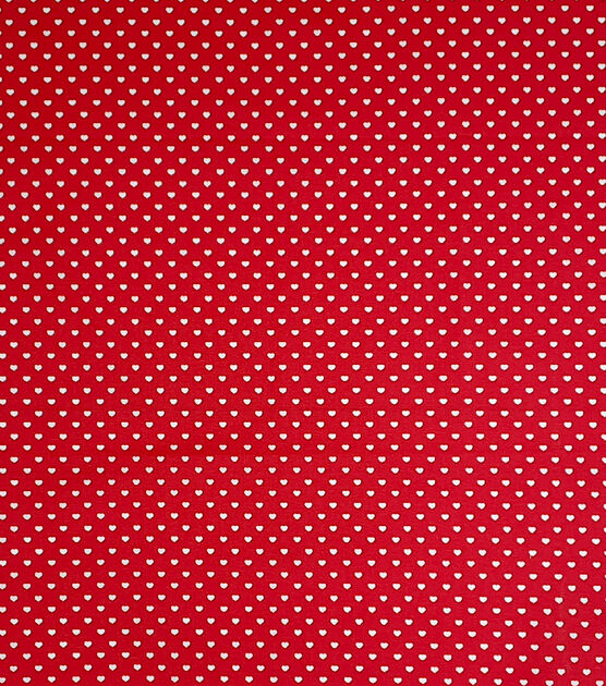 White Hearts On Red Valentine's Day Cotton Fabric