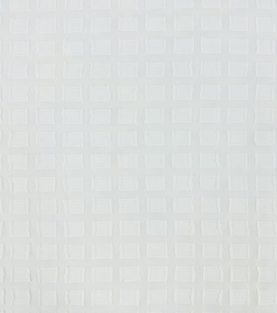 White Textured Block Silky Fabric