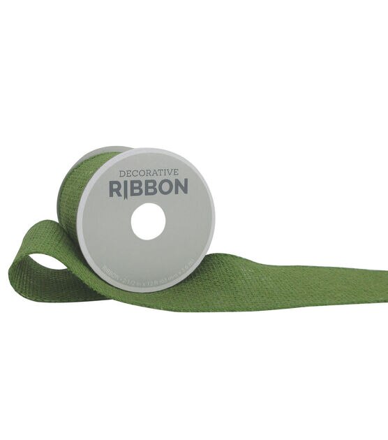 Decorative Ribbon 2.5" Solid Burlap Ribbon Green