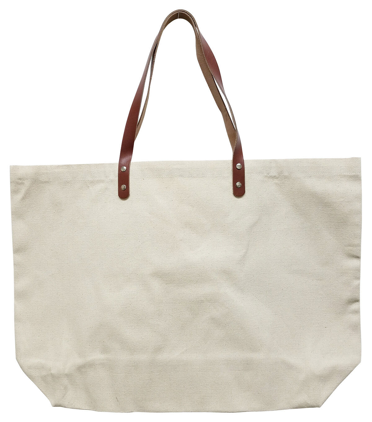 Large Canvas Tote with Leather Straps Natural | JOANN