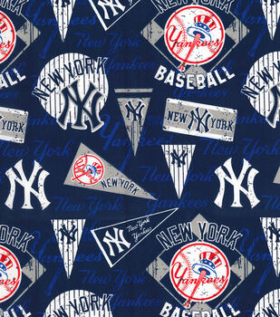 Cotton New York Yankees Squares MLB Baseball Sports Team Cotton Fabric  Print by the Yard s6647bf