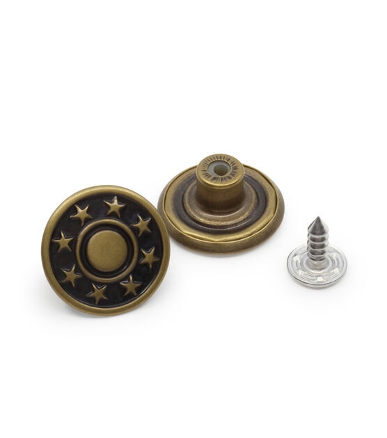 17mm Bronze Jeans Buttons Replacement Fixing Fasteners With Back